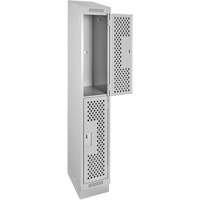Casiers Clean Line, 2 niveaux, 12" x 12" x 82", Acier, Gris, Rivet (assembl&eacute;), Perfor&eacute; Nassau Supply