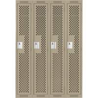 Clean Line Lockers, Bank of 4, 48" x 12" x 72", Steel, Beige, Rivet (Assembled), Perforated Nassau Supply