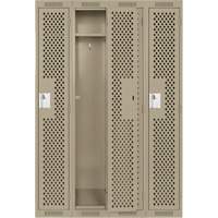 Clean Line Lockers, Bank of 4, 48" x 12" x 72", Steel, Beige, Rivet (Assembled), Perforated Nassau Supply