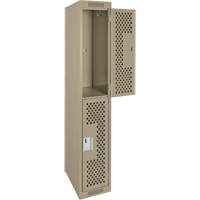 Clean Line™ Lockers, 2 -tier, 12" x 12" x 72", Steel, Beige, Rivet (Assembled), Perforated FK288 | Nassau Supply