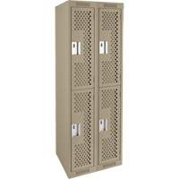 Casiers Clean Line, 2 niveaux, Bloc de 2, 24" x 12" x 72", Acier, Beige, Rivet (assembl&eacute;), Perfor&eacute; Nassau Supply