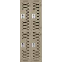 Casiers Clean Line, 2 niveaux, Bloc de 2, 24" x 12" x 72", Acier, Beige, Rivet (assembl&eacute;), Perfor&eacute; Nassau Supply