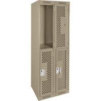 Casiers Clean Line, 2 niveaux, Bloc de 2, 24" x 12" x 72", Acier, Beige, Rivet (assembl&eacute;), Perfor&eacute; Nassau Supply