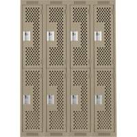 Casiers Clean Line, 2 niveaux, Bloc de 4, 48" x 12" x 72", Acier, Beige, Rivet (assembl&eacute;), Perfor&eacute; Nassau Supply