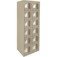 Assembled Lockerettes Clean Line Perforated Economy Lockers, 6 -tier, Bank of 2, 18" x 72" x 12", Steel Nassau Supply
