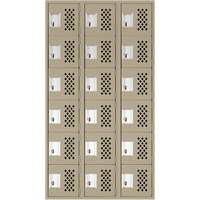 Assembled Lockerettes Clean Line Perforated Economy Lockers, 6 -tier, Bank of 3, 18" x 72" x 12", Steel Nassau Supply