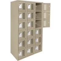 Assembled Lockerettes Clean Line Perforated Economy Lockers, 6 -tier, Bank of 3, 18" x 72" x 12", Steel Nassau Supply