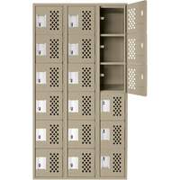 Assembled Lockerettes Clean Line Perforated Economy Lockers, 6 -tier, Bank of 3, 18" x 72" x 12", Steel Nassau Supply
