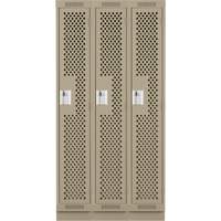 Clean Line Lockers, Bank of 3, 36" x 18" x 76", Steel, Beige, Rivet (Assembled), Perforated Nassau Supply
