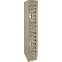 Casiers Clean Line, 2 niveaux, 12" x 15" x 76", Acier, Beige, Rivet (assembl&eacute;), Perfor&eacute; Nassau Supply