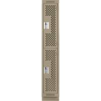 Casiers Clean Line, 2 niveaux, 12" x 15" x 76", Acier, Beige, Rivet (assembl&eacute;), Perfor&eacute; Nassau Supply