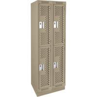Casiers Clean Line, 2 niveaux, Bloc de 2, 24" x 15" x 76", Acier, Beige, Rivet (assembl&eacute;), Perfor&eacute; Nassau Supply