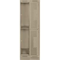 Casiers Clean Line, 2 niveaux, Bloc de 2, 24" x 15" x 76", Acier, Beige, Rivet (assembl&eacute;), Perfor&eacute; Nassau Supply