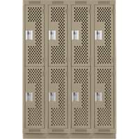 Clean Line Lockers, 2 -tier, Bank of 4, 48" x 15" x 76", Steel, Beige, Rivet (Assembled), Perforated Nassau Supply