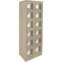 Assembled Lockerettes Clean Line Perforated Economy Lockers, 6 -tier, Bank of 2, 18" x 72" x 12", Steel Nassau Supply
