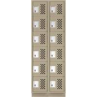 Assembled Lockerettes Clean Line Perforated Economy Lockers, 6 -tier, Bank of 2, 18" x 72" x 12", Steel Nassau Supply