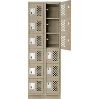 Assembled Lockerettes Clean Line Perforated Economy Lockers, 6 -tier, Bank of 2, 18" x 72" x 12", Steel Nassau Supply