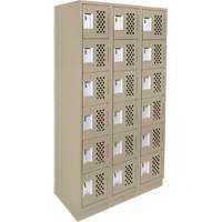 Assembled Lockerettes Clean Line Perforated Economy Lockers, 6 -tier, Bank of 3, 18" x 72" x 12", Steel Nassau Supply