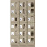 Assembled Lockerettes Clean Line Perforated Economy Lockers, 6 -tier, Bank of 3, 18" x 72" x 12", Steel Nassau Supply