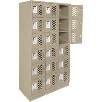 Assembled Lockerettes Clean Line Perforated Economy Lockers, 6 -tier, Bank of 3, 18" x 72" x 12", Steel Nassau Supply