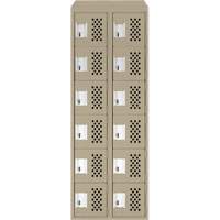 Assembled Lockerettes Clean Line Perforated Economy Lockers, 6 -tier, Bank of 2, 18" x 72" x 12", Steel Nassau Supply