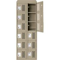 Assembled Lockerettes Clean Line Perforated Economy Lockers, 6 -tier, Bank of 2, 18" x 72" x 12", Steel Nassau Supply