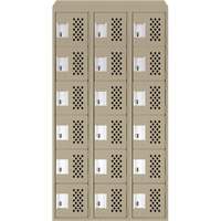 Assembled Lockerettes Clean Line Perforated Economy Lockers, 6 -tier, Bank of 3, 18" x 72" x 12", Steel Nassau Supply