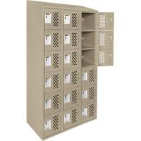 Assembled Lockerettes Clean Line Perforated Economy Lockers, 6 -tier, Bank of 3, 18" x 72" x 12", Steel Nassau Supply