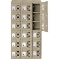 Assembled Lockerettes Clean Line Perforated Economy Lockers, 6 -tier, Bank of 3, 18" x 72" x 12", Steel Nassau Supply