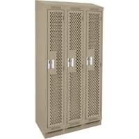 Casiers Clean Line, Bloc de 3, 36" x 12" x 82", Acier, Beige, Rivet (assembl&eacute;), Perfor&eacute; Nassau Supply