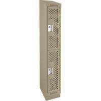 Casiers Clean Line, 2 niveaux, 12" x 12" x 82", Acier, Beige, Rivet (assembl&eacute;), Perfor&eacute; Nassau Supply