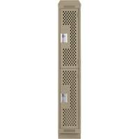 Casiers Clean Line, 2 niveaux, 12" x 12" x 82", Acier, Beige, Rivet (assembl&eacute;), Perfor&eacute; Nassau Supply