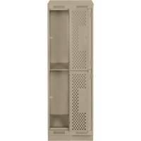 Casiers Clean Line, 2 niveaux, Bloc de 2, 24" x 18" x 82", Acier, Beige, Rivet (assembl&eacute;), Perfor&eacute; Nassau Supply