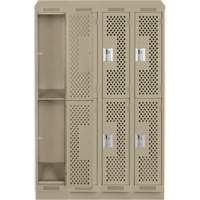 Casiers Clean Line, 2 niveaux, Bloc de 4, 48" x 12" x 82", Acier, Beige, Rivet (assembl&eacute;), Perfor&eacute; Nassau Supply