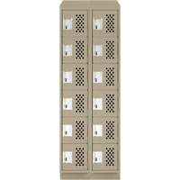 Assembled Lockerettes Clean Line Perforated Economy Lockers, 6 -tier, Bank of 2, 18" x 72" x 12", Steel Nassau Supply