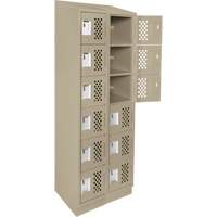 Assembled Lockerettes Clean Line Perforated Economy Lockers, 6 -tier, Bank of 2, 18" x 72" x 12", Steel Nassau Supply