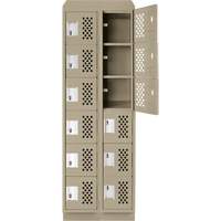Assembled Lockerettes Clean Line Perforated Economy Lockers, 6 -tier, Bank of 2, 18" x 72" x 12", Steel Nassau Supply