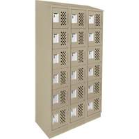 Clean-Line Perforated Lockerette, 6 -tier, Bank of 3, 12" x 72" x 12", Steel Nassau Supply