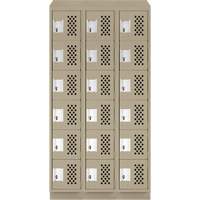 Clean-Line Perforated Lockerette, 6 -tier, Bank of 3, 12" x 72" x 12", Steel Nassau Supply