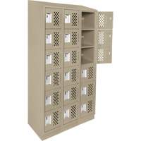 Clean-Line Perforated Lockerette, 6 -tier, Bank of 3, 12" x 72" x 12", Steel Nassau Supply