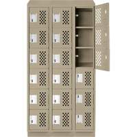 Clean-Line Perforated Lockerette, 6 -tier, Bank of 3, 12" x 72" x 12", Steel Nassau Supply