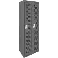 Clean Line™ Lockers, Bank of 2, 24" x 12" x 72", Steel, Charcoal, Rivet (Assembled), Perforated FK345 | Nassau Supply