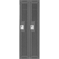 Clean Line™ Lockers, Bank of 2, 24" x 12" x 72", Steel, Charcoal, Rivet (Assembled), Perforated FK345 | Nassau Supply