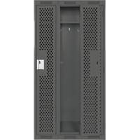Clean Line Lockers, Bank of 3, 36" x 12" x 72", Steel, Charcoal, Rivet (Assembled), Perforated Nassau Supply
