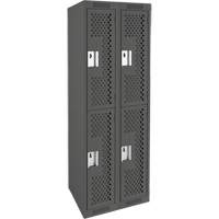 Casiers Clean Line, 2 niveaux, Bloc de 2, 24" x 12" x 72", Acier, Charbon, Rivet (assembl&eacute;), Perfor&eacute; Nassau Supply