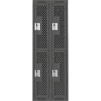 Casiers Clean Line, 2 niveaux, Bloc de 2, 24" x 12" x 72", Acier, Charbon, Rivet (assembl&eacute;), Perfor&eacute; Nassau Supply