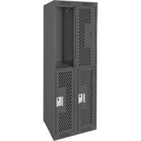 Casiers Clean Line, 2 niveaux, Bloc de 2, 24" x 12" x 72", Acier, Charbon, Rivet (assembl&eacute;), Perfor&eacute; Nassau Supply