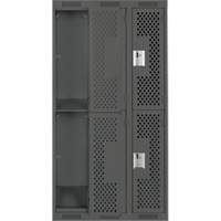 Clean Line Lockers, 2 -tier, Bank of 3, 36" x 12" x 72", Steel, Charcoal, Rivet (Assembled), Perforated Nassau Supply
