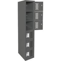 Assembled Lockerettes Clean Line Perforated Economy Lockers, 6 -tier, 18" x 72" x 12", Steel Nassau Supply