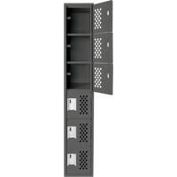 Assembled Lockerettes Clean Line Perforated Economy Lockers, 6 -tier, 18" x 72" x 12", Steel Nassau Supply